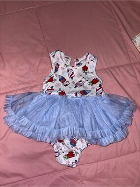 Hello Kitty White and Light Blue Tulle Tutu Bodysuit